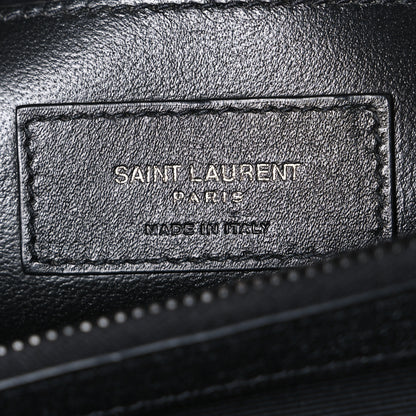Saint Laurent Sheepskin Matelasse Chevron Monogram Monochrome Medium College Bag Black 6 of 11