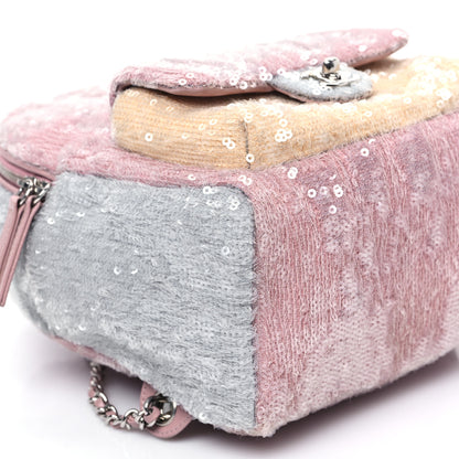 Chanel Sequin Tri-color Waterfall Backpack Pink Beige Grey 9 of 10