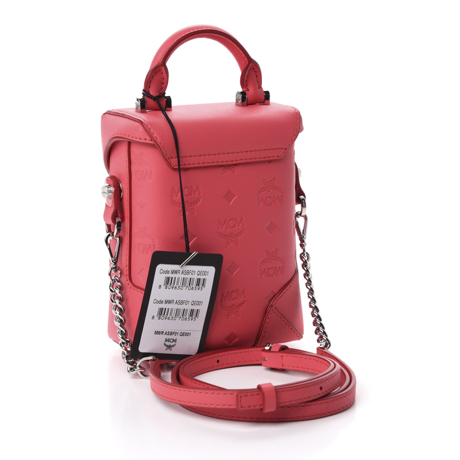 MCM Calfskin Ottomar Monogram Mini Soft Berlin Crossbody Teaberry 3 of 10