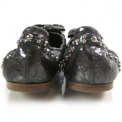 Miu Miu Studded Ballet Flats 38.5 Pewter 3 of 6