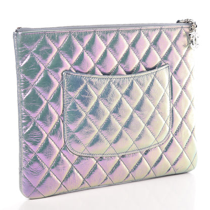 Chanel Iridescent Crumpled Lambskin Medium Cosmetic Case Light Blue 3 of 8