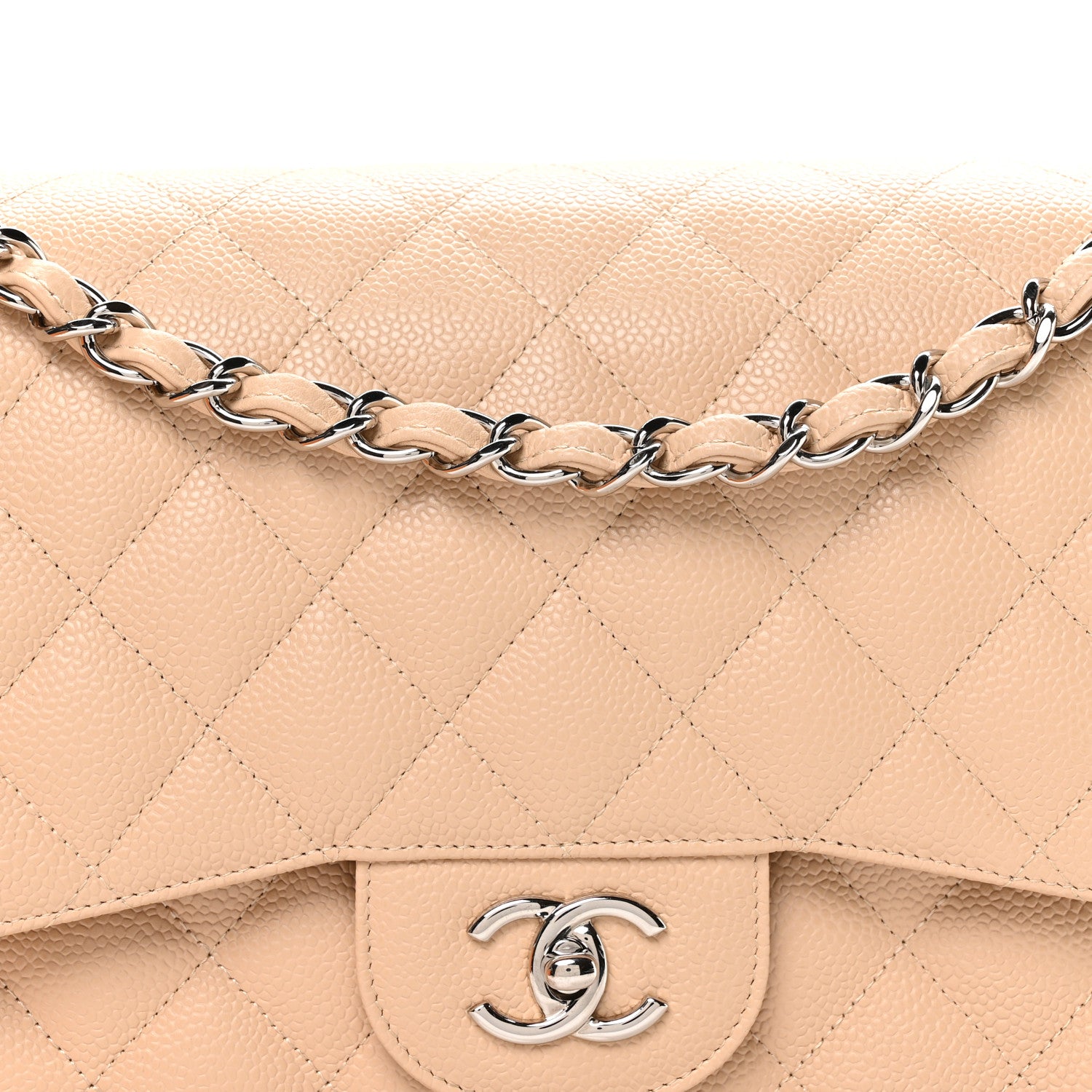 Chanel Caviar Quilted Jumbo Double Flap Light Beige 8 of 11