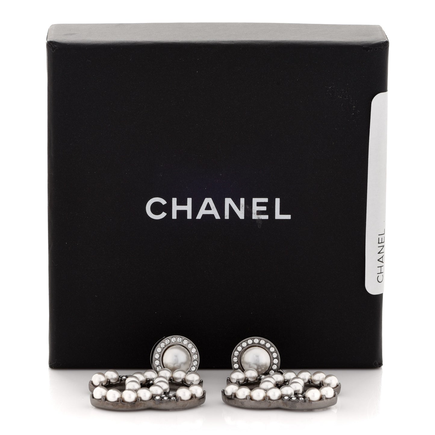 Pearl Crystal CC Drop Earrings Silver