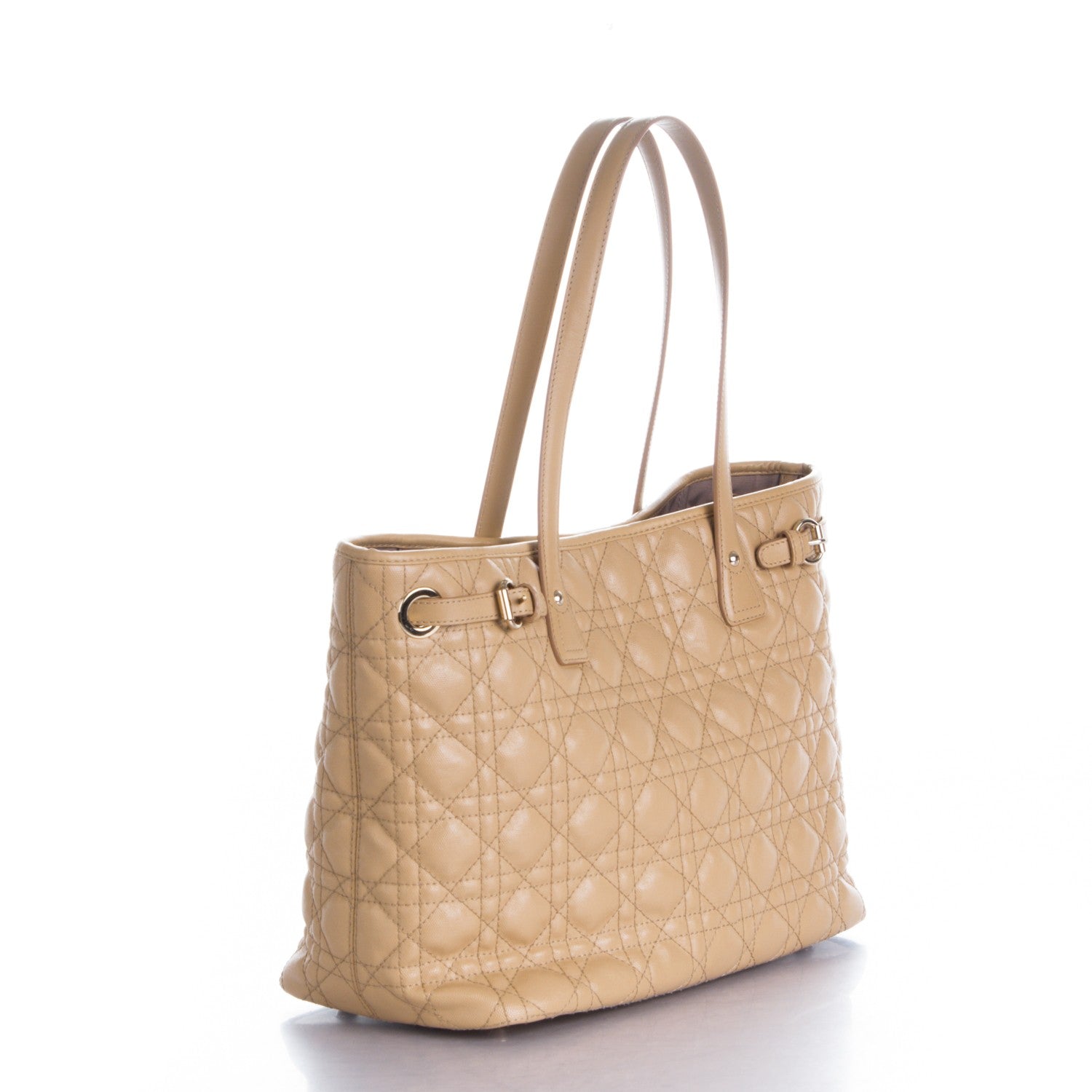 Christian Dior Coated Canvas Cannage Medium Panarea Tote Beige 3 of 7