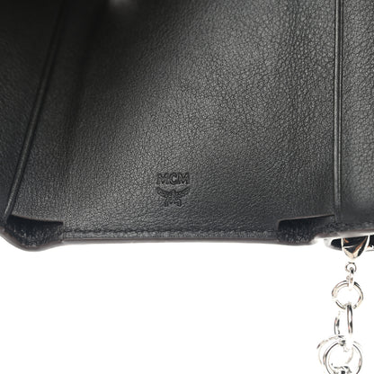 MCM Calfskin Ottomar Monogram Tri-Fold Wallet Black 7 of 9