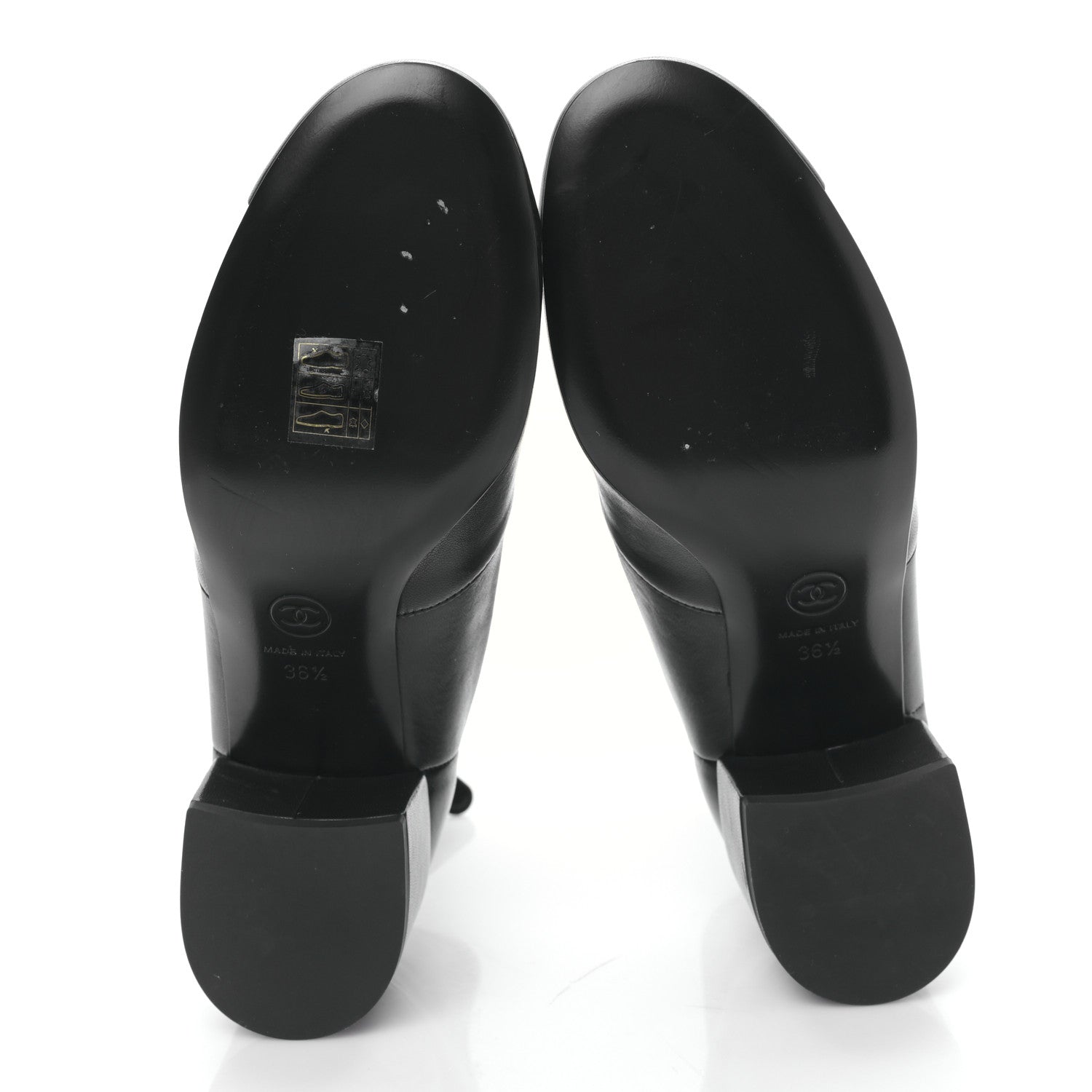 Chanel Lambskin Logo Ankle Boots 36.5 Black 5 of 8