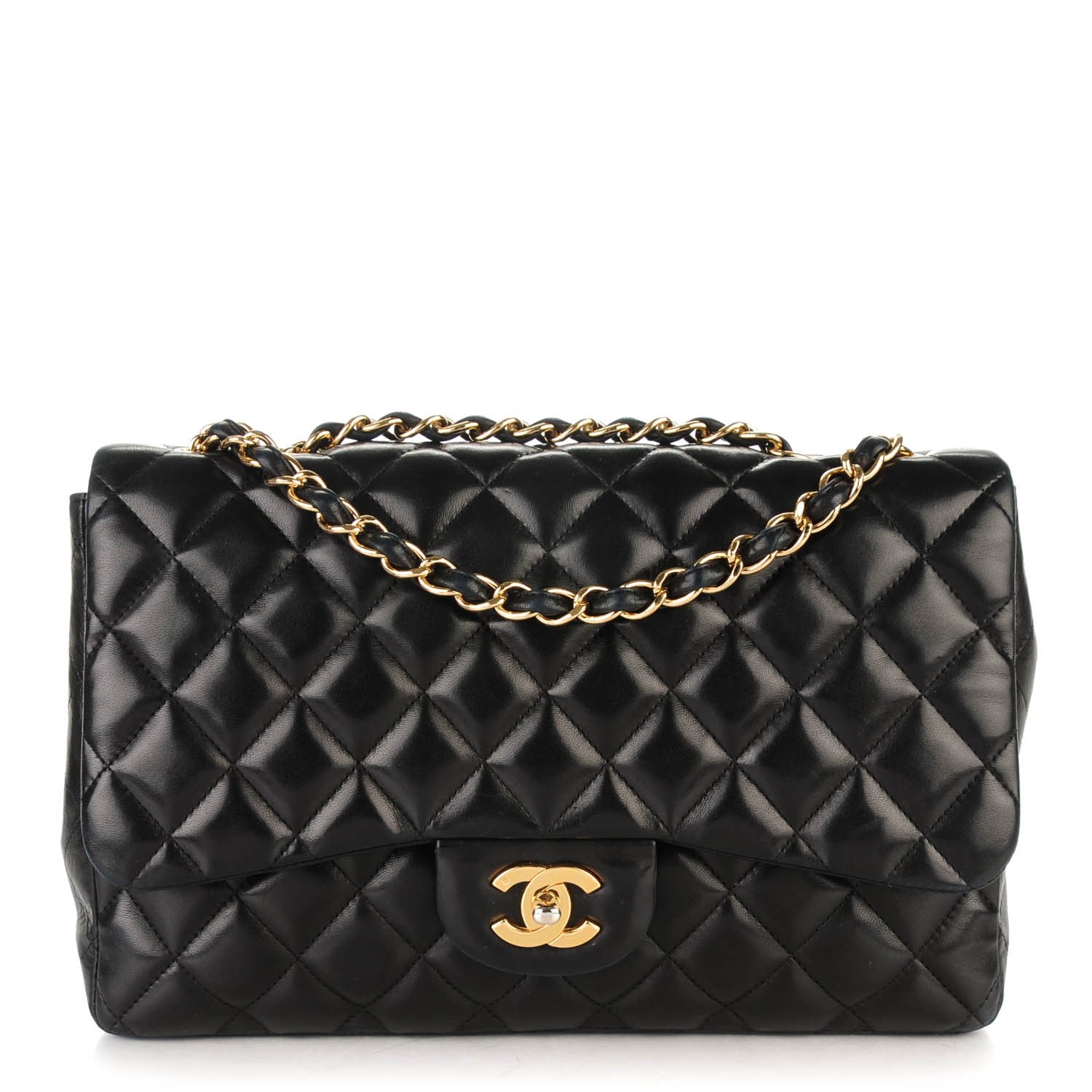Chanel Lambskin Quilted Jumbo Single Flap Black 1 of 9