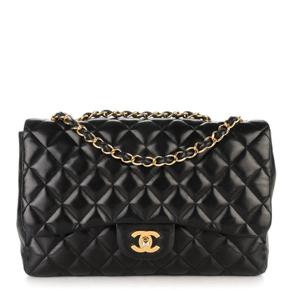 Chanel Lambskin Quilted Jumbo Single Flap Black 1 of 9