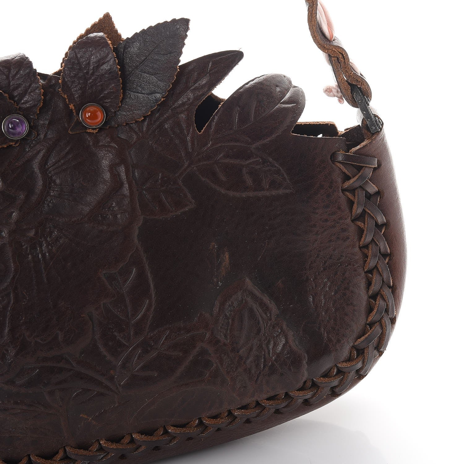 Valentino Garavani Calfskin Braided Bow Flower Floral Shoulder Bag Brown 8 of 10