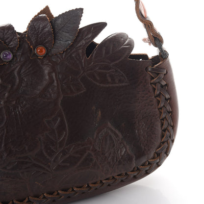 Valentino Garavani Calfskin Braided Bow Flower Floral Shoulder Bag Brown 8 of 10
