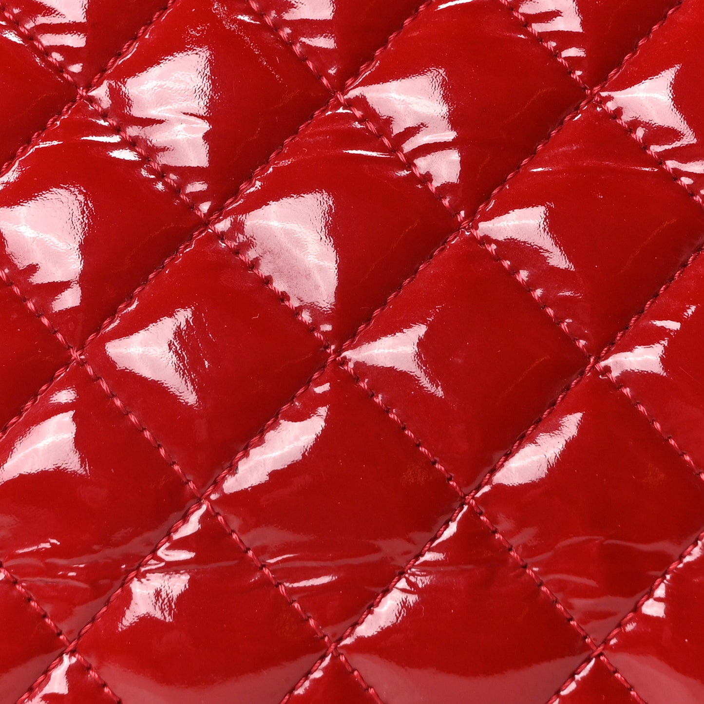 Patent Quilted Large Just Mademoiselle Bowling Bag Red