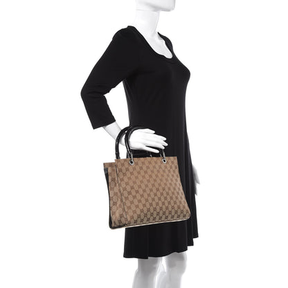 Gucci Monogram Bamboo Top Handle Tote Black 2 of 9