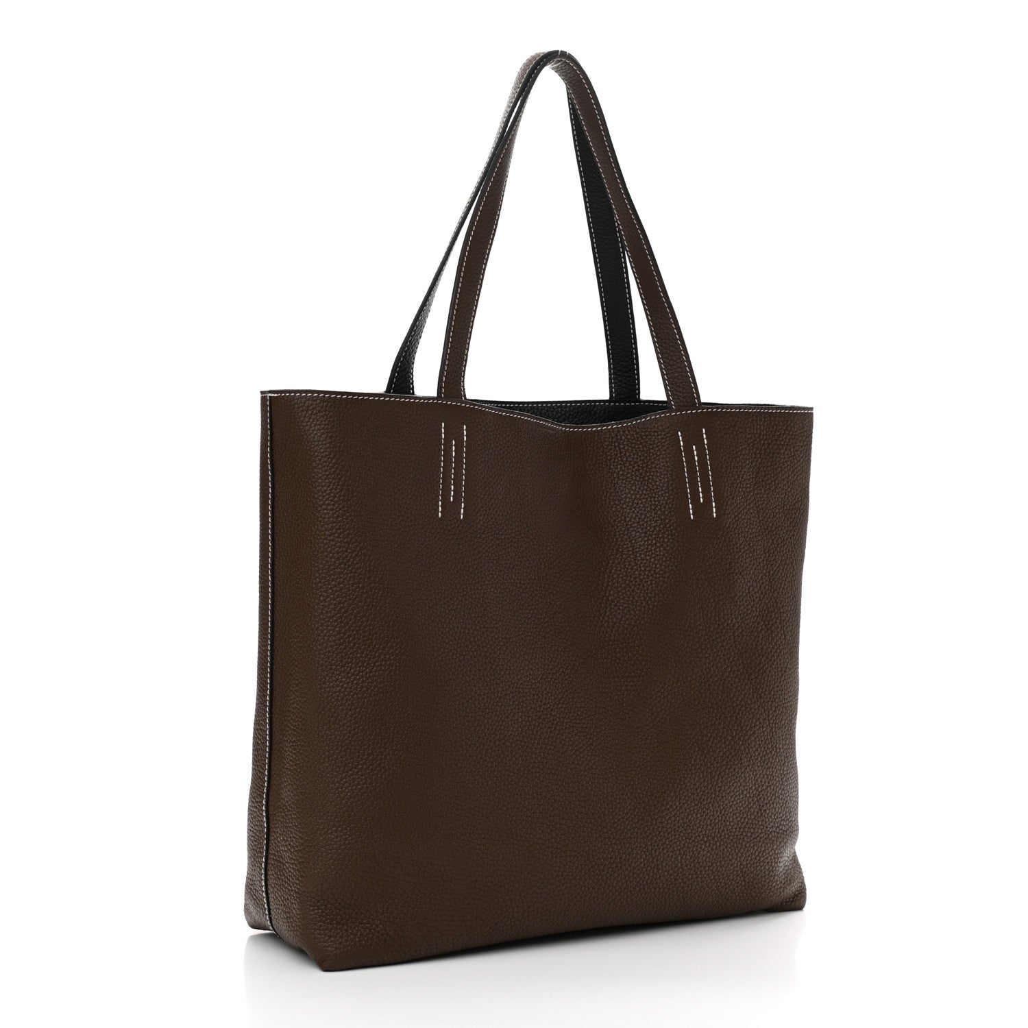 Hermes Taurillon Clemence Double Sens 45 Reversible Tote Black Havane 5 of 17