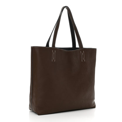 Hermes Taurillon Clemence Double Sens 45 Reversible Tote Black Havane 5 of 17