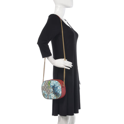 Gucci GG Supreme Monogram Blooms Mini Chain Shoulder Bag Beige Blue Navy Hibiscus Red 2 of 8