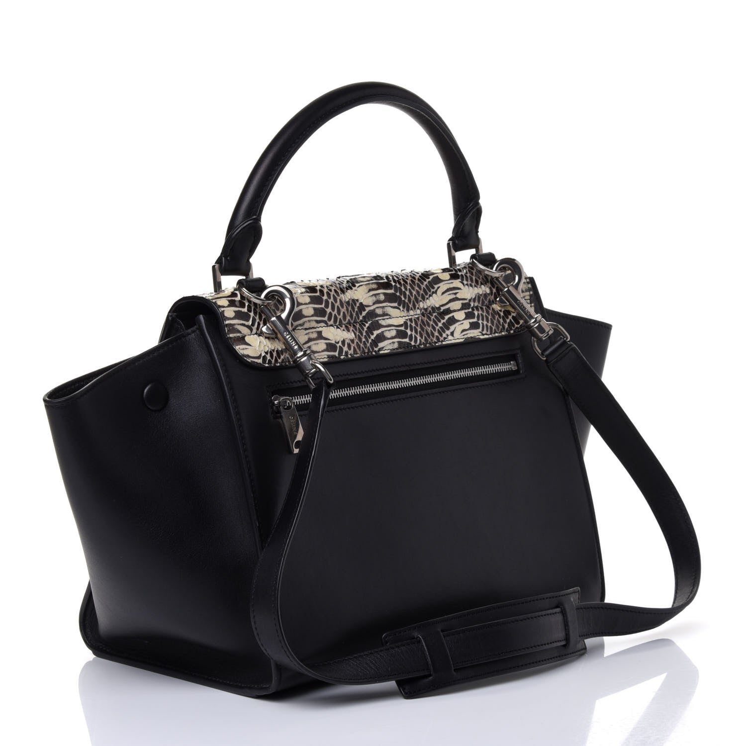 Celine Watersnake Calfskin Small Trapeze Black 2 of 4