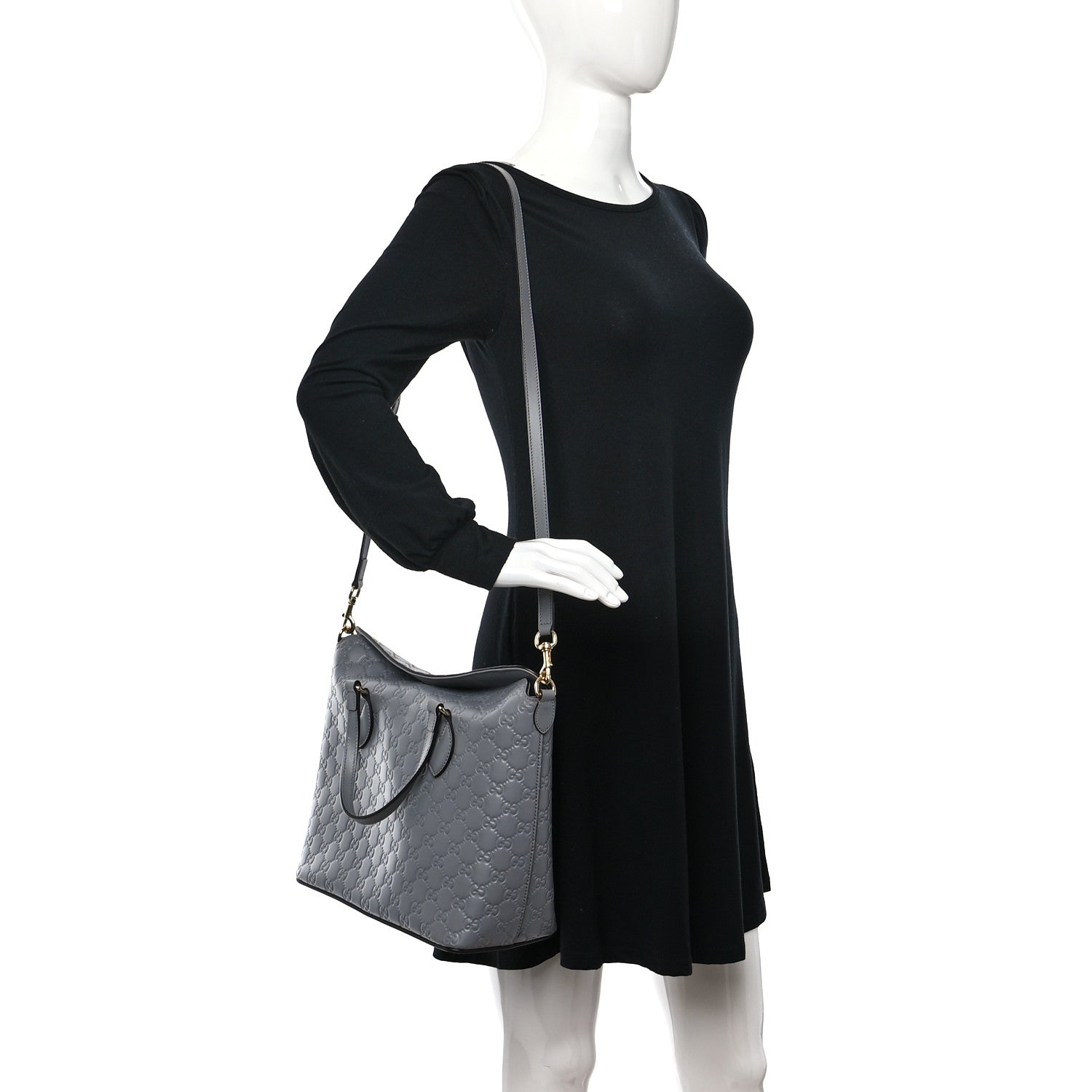 Gucci Guccissima Linea A Foldover Tote Storm Grey 3 of 9