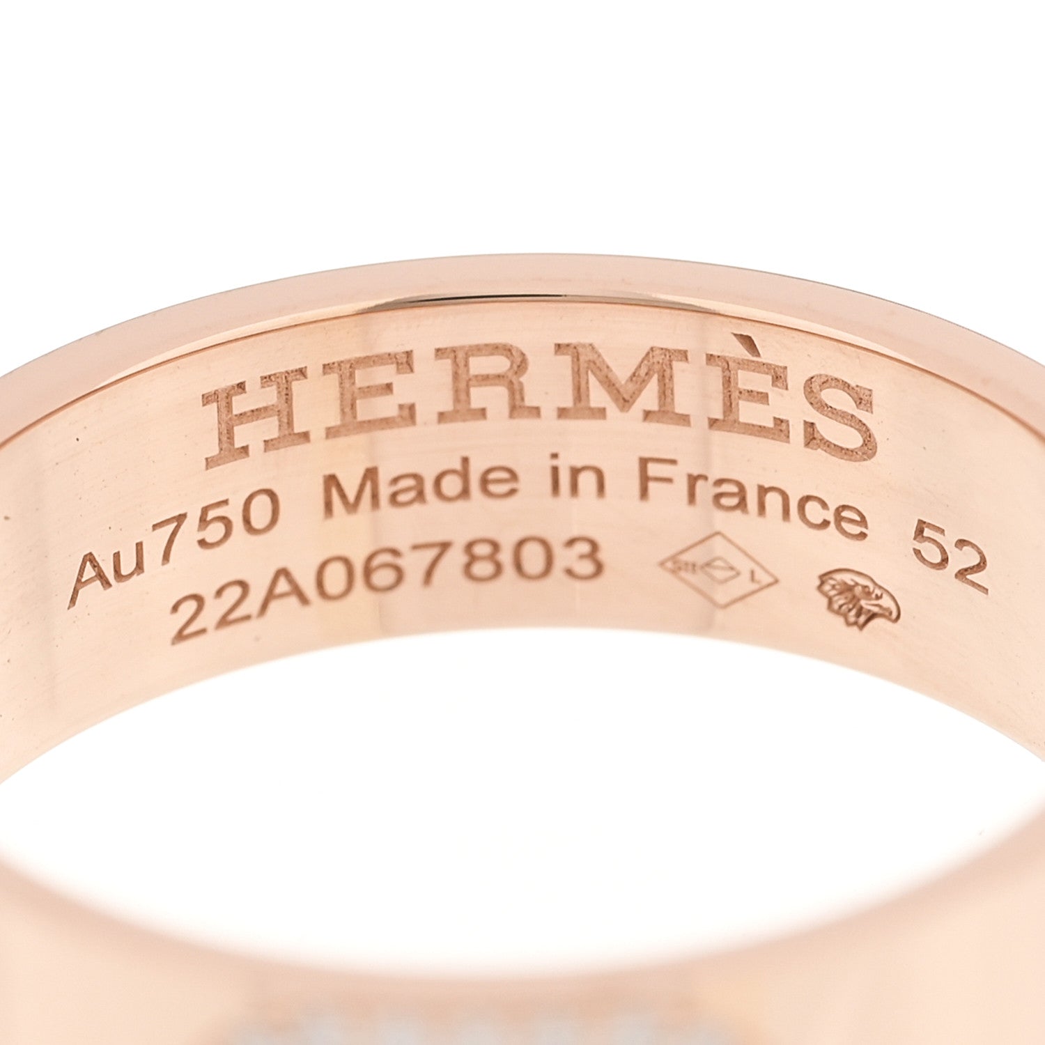 Hermes 18K Rose Gold Diamond PM H D'Ancre Ring 52 6 4 of 5