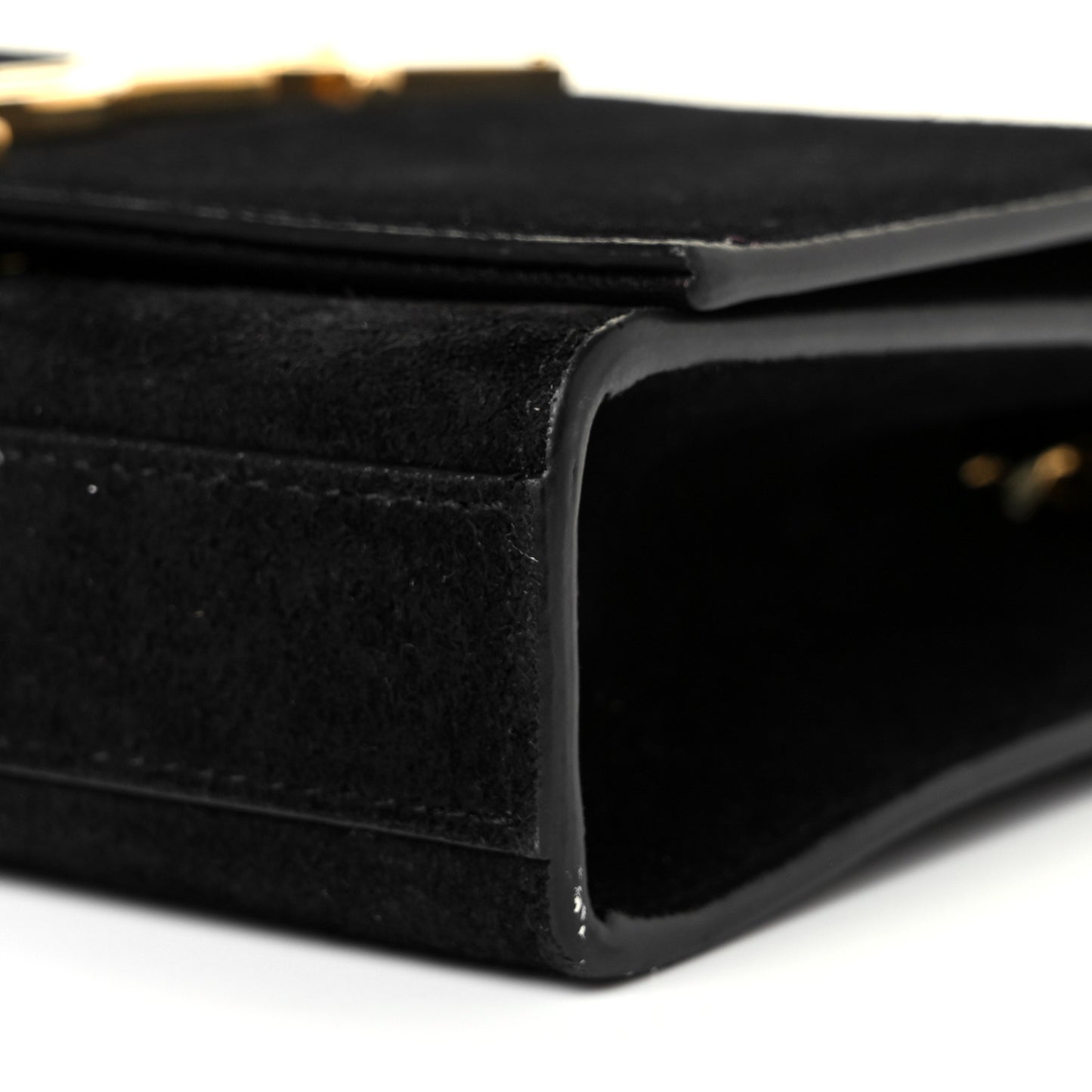Suede Small Classic Monogram Kate Tassel Satchel Black