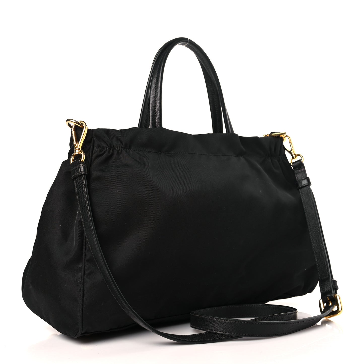 Tessuto Nylon Saffiano Shopping Tote Black