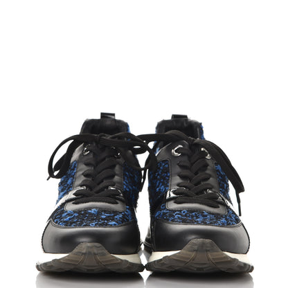 Louis Vuitton Calfskin Tweed Run Away Sneakers 37.5 Blue 2 of 8