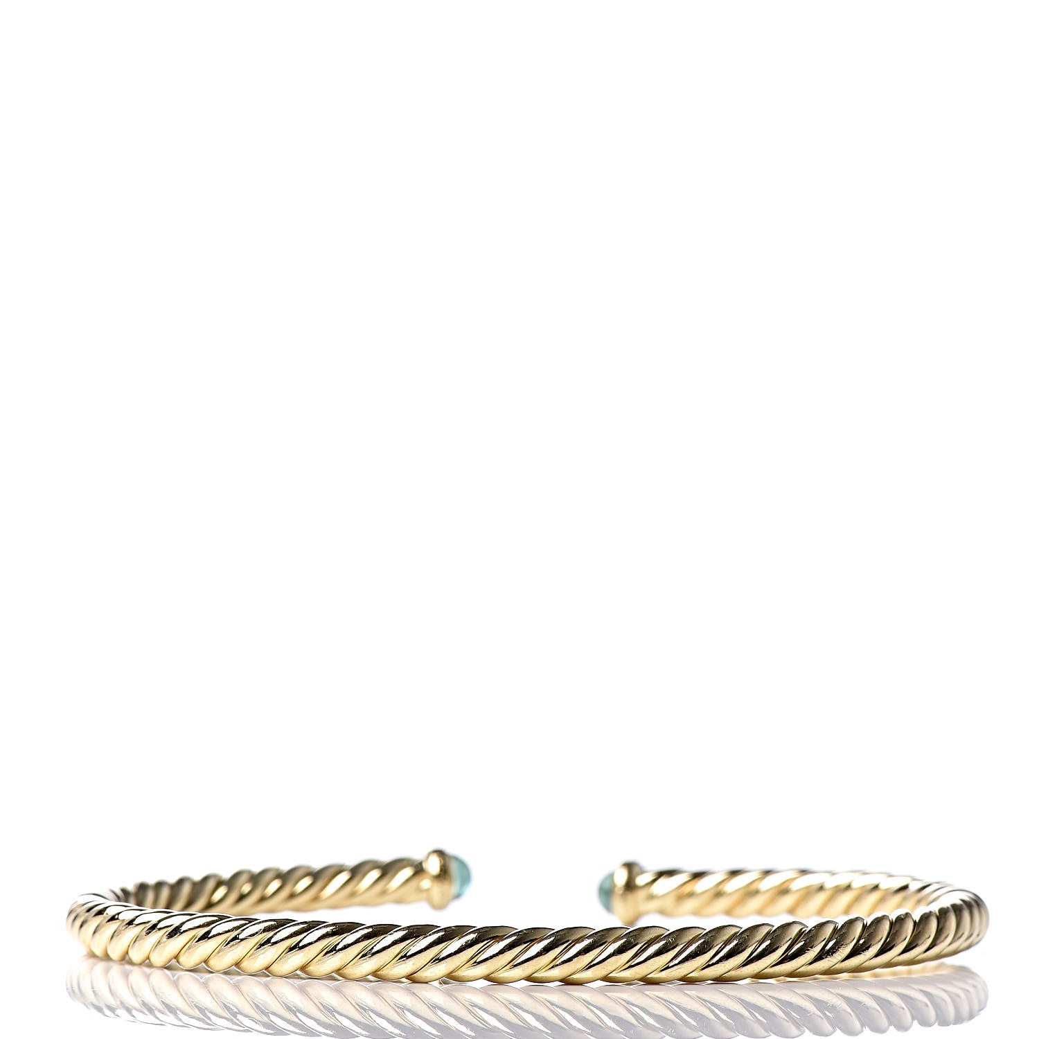 David Yurman 18K Yellow Gold Emerald 4mm Cablespira Bracelet 3 of 4