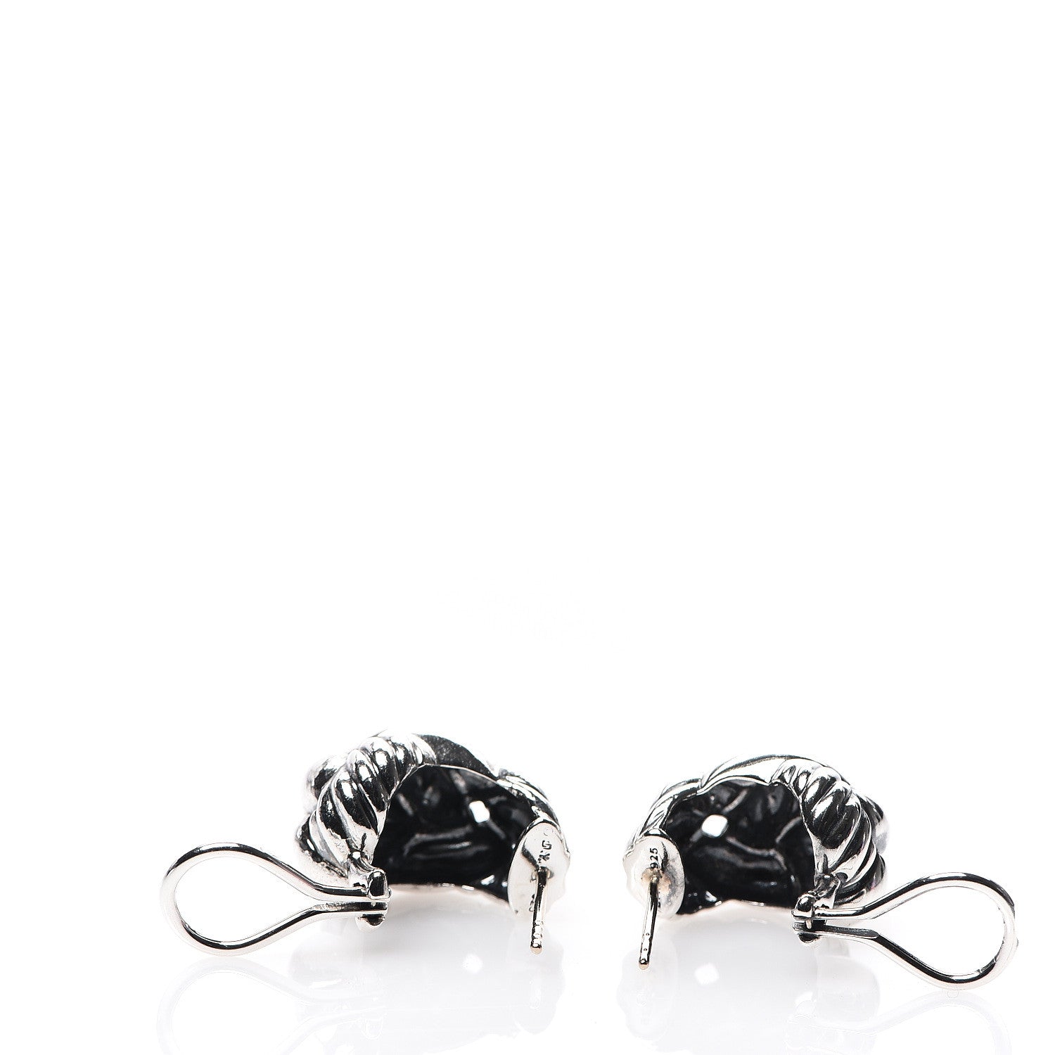 David Yurman Sterling Silver Diamond Woven Cable Earrings 3 of 4