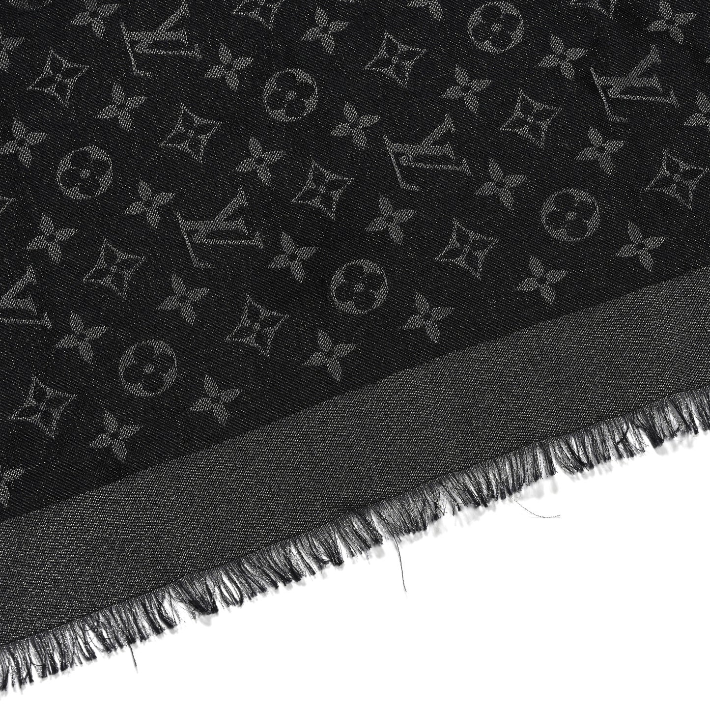 Silk Lurex Wool Monogram Shine Shawl Black