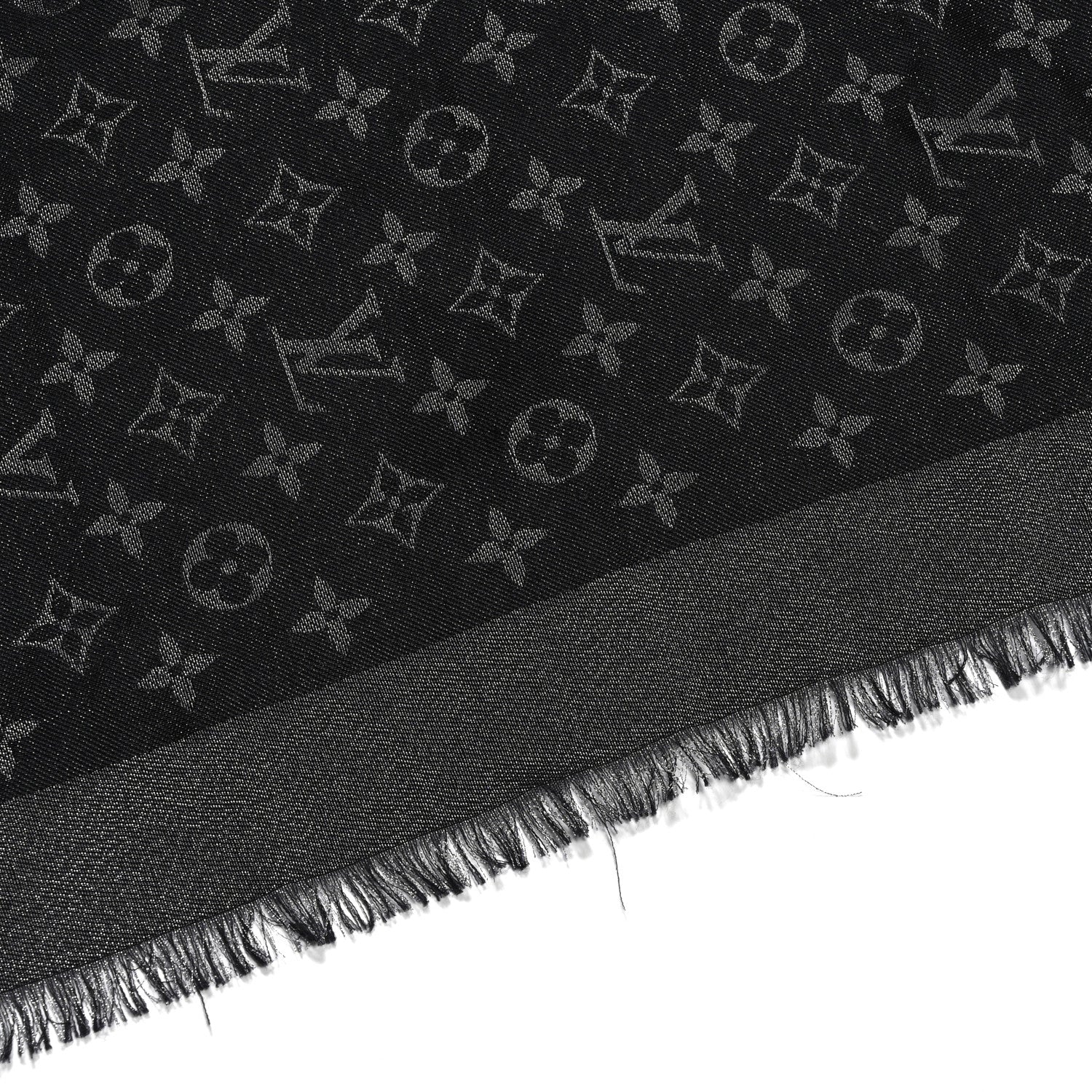 Louis Vuitton Silk Lurex Wool Monogram Shine Shawl Black 6 of 8