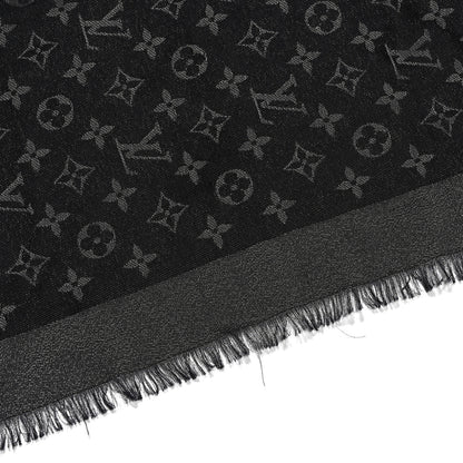 Louis Vuitton Silk Lurex Wool Monogram Shine Shawl Black 6 of 8