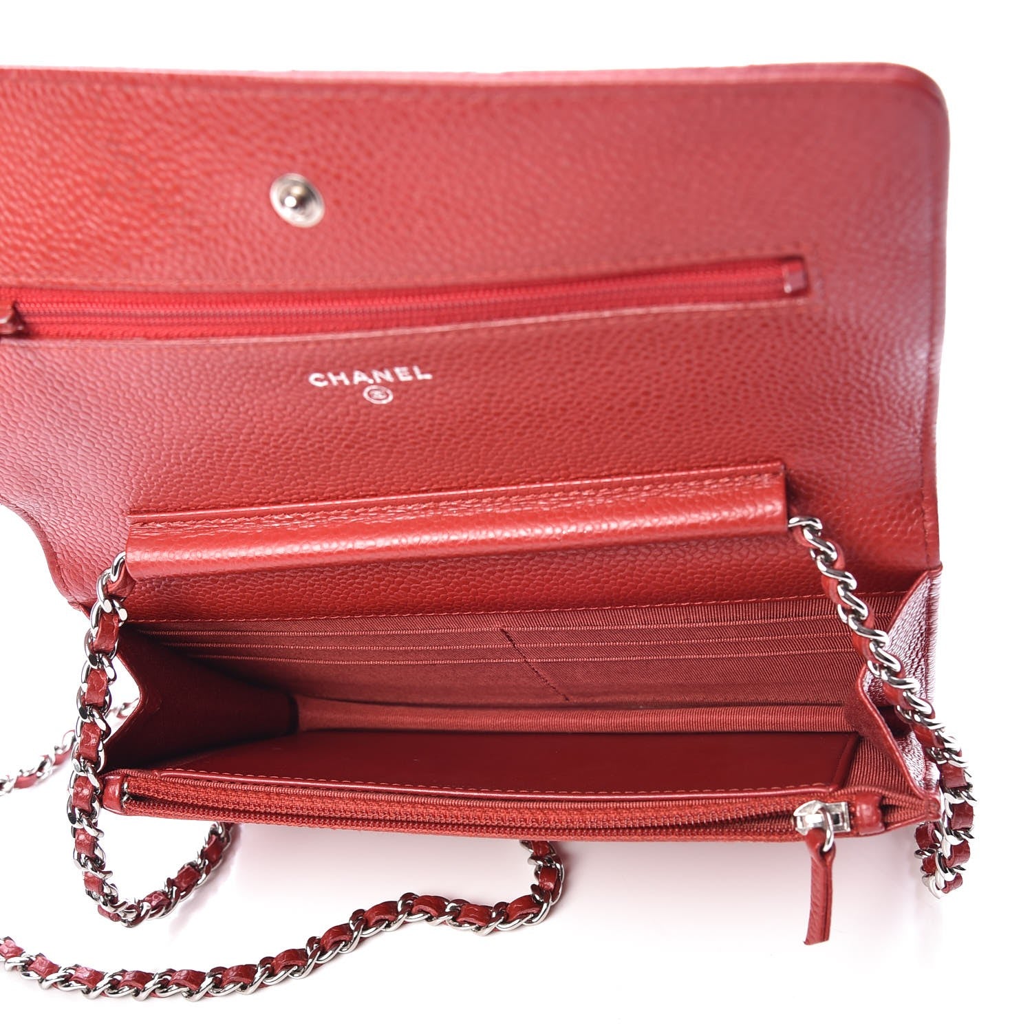Chanel Caviar Quilted Wallet on Chain WOC Red 5 of 8