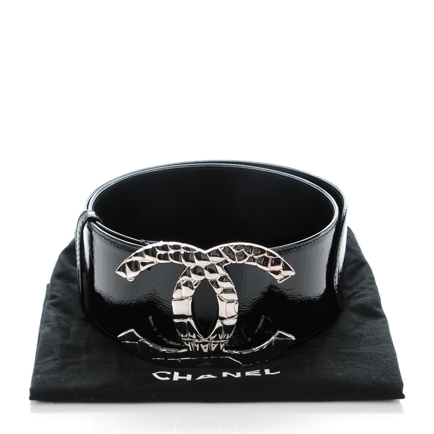 Chanel Patent CC Wide Belt 80 32 Black 6 of 6