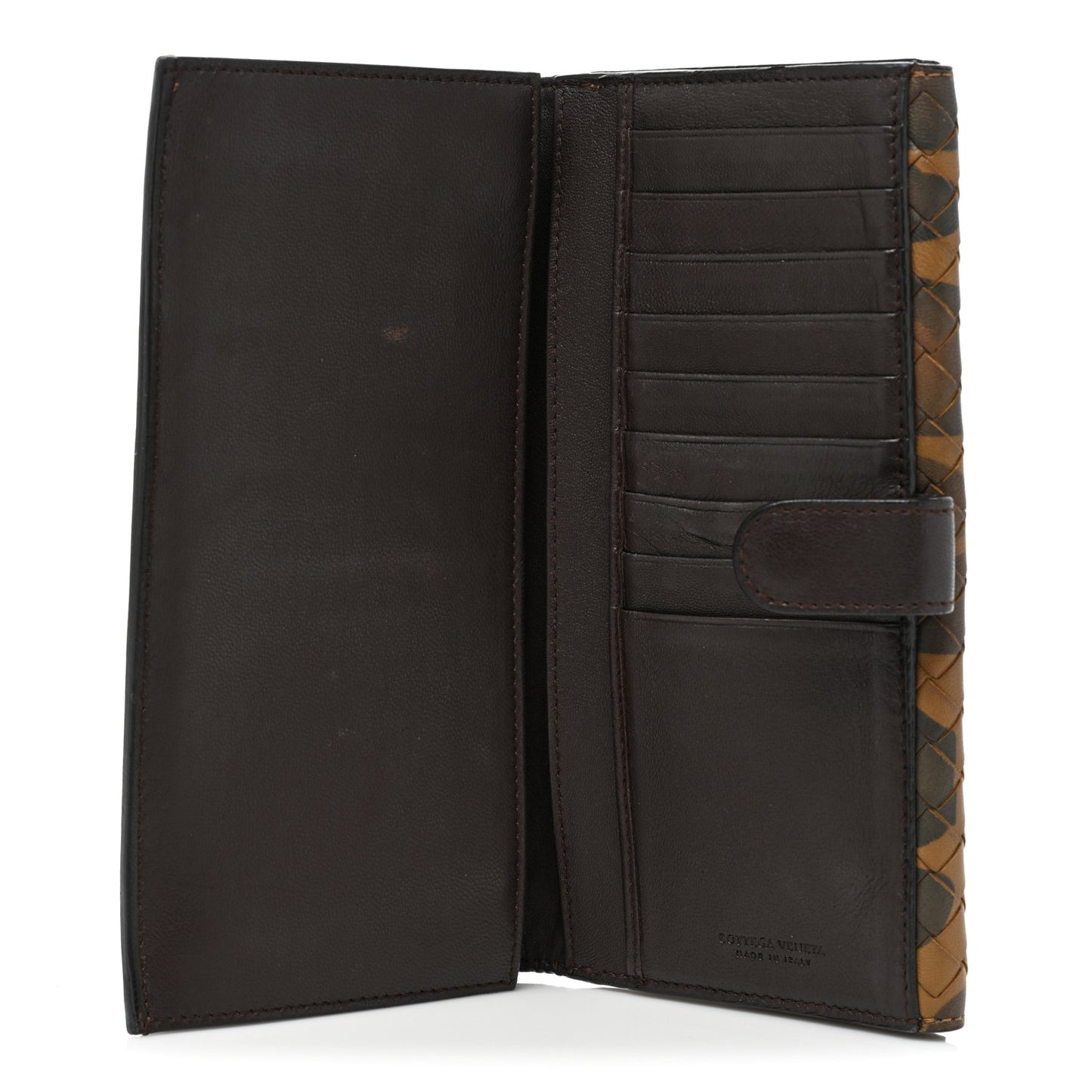 Nappa Intrecciato Leopard Print Continental Wallet Brown