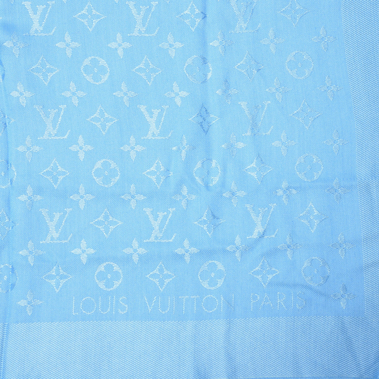 Louis Vuitton Silk Wool Monogram Shawl Blue 2 of 5