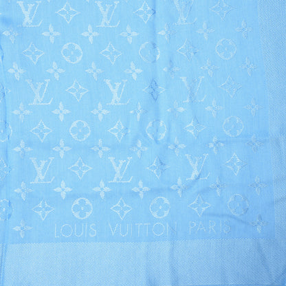 Louis Vuitton Silk Wool Monogram Shawl Blue 2 of 5