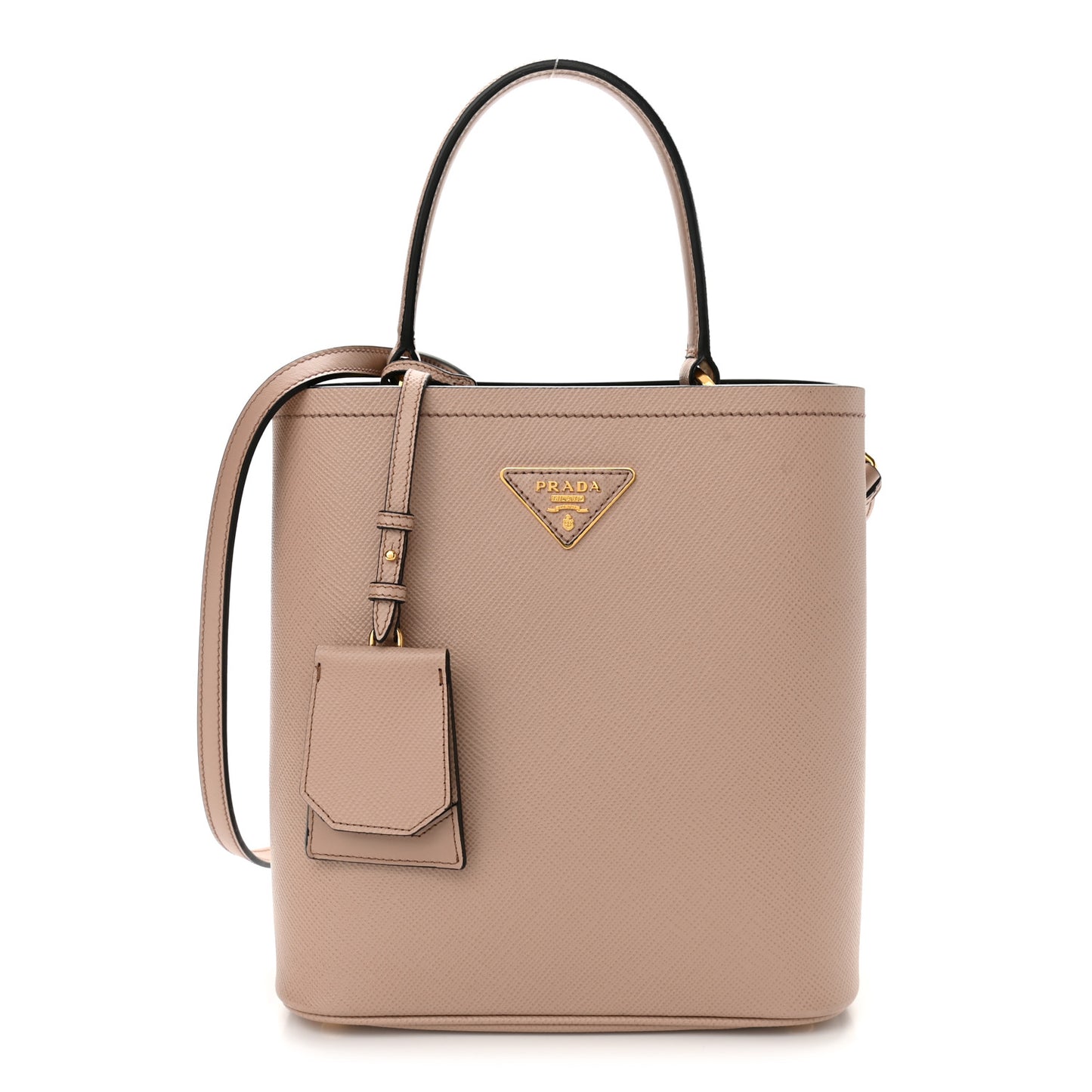 Saffiano Cuir Medium Panier Bucket Bag Cipria Black