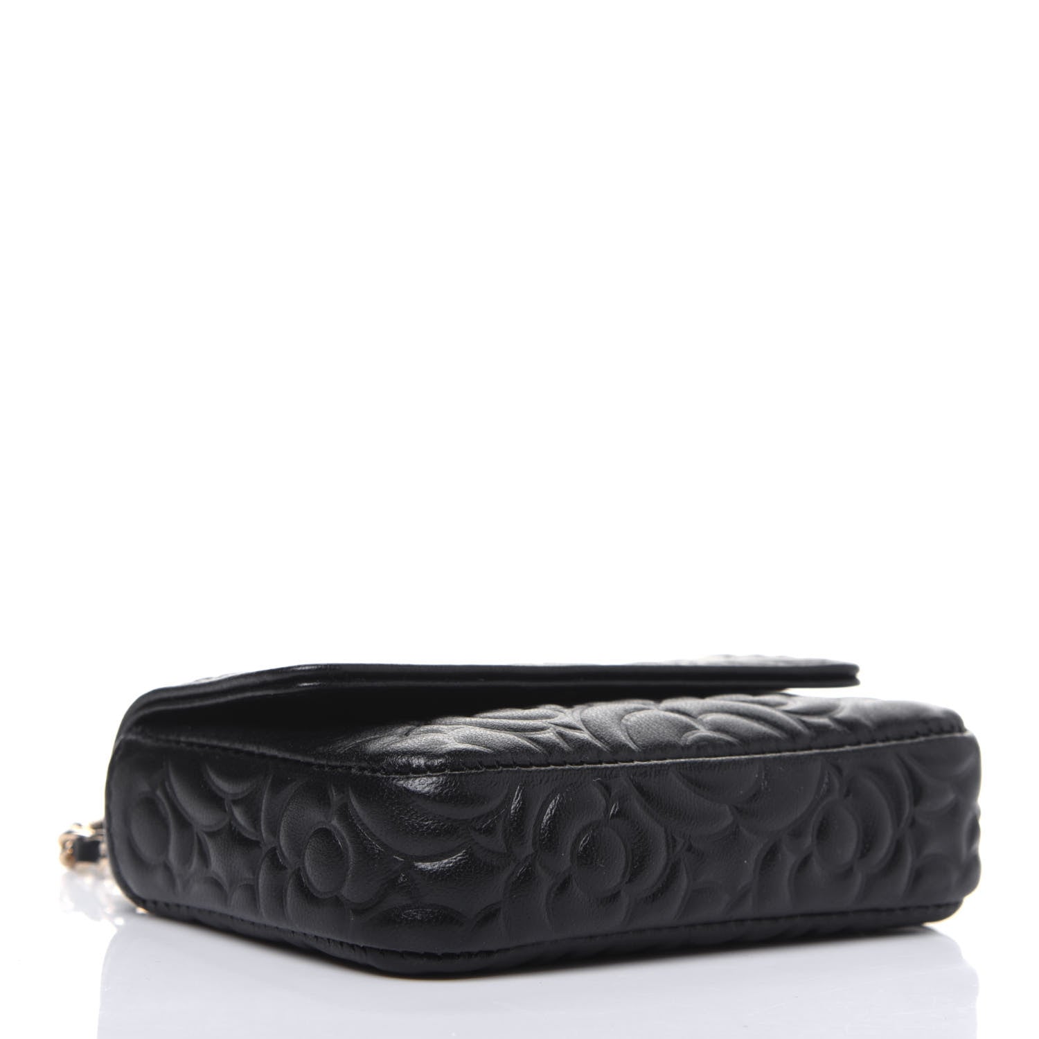Chanel Lambskin Camellia Embossed Chain Belt Bag Black 4 of 13