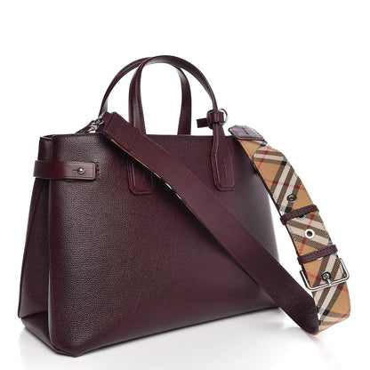 Burberry Derby Calfskin House Check Medium Banner Tote Burgundy 4 of 8