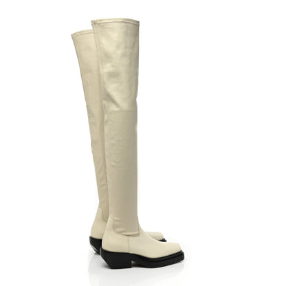 Bottega Veneta Calfskin Nappa Lean Over The Knee Boots 35.5 Wax 4 of 10