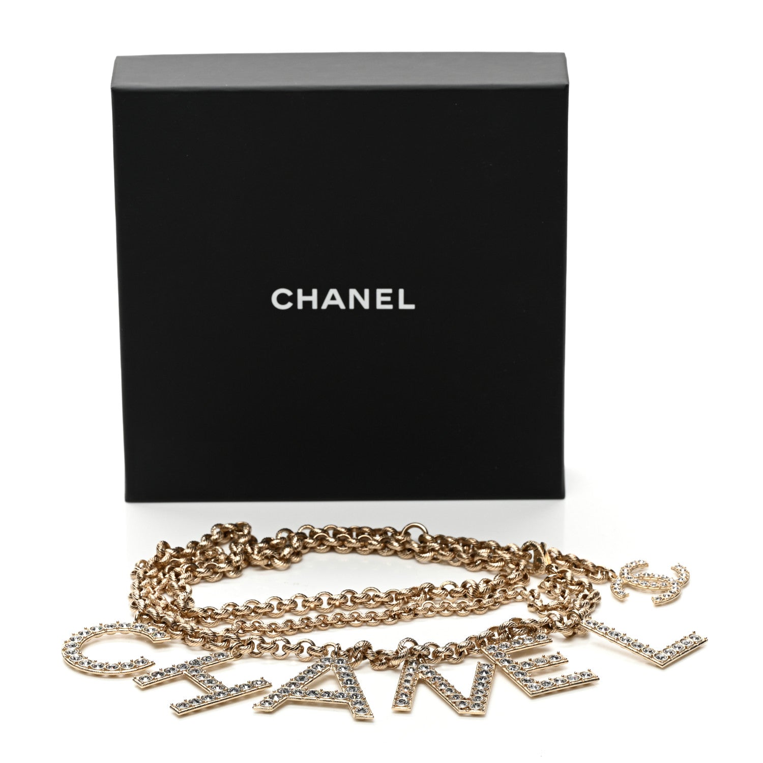 Chanel Metal Crystal 90's Icon Logo Chain Belt Gold 5 of 5