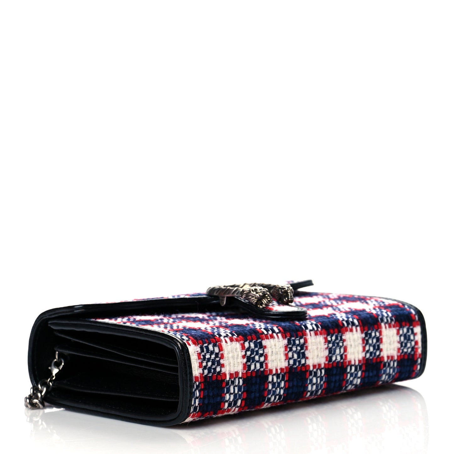 Vintage Tweed Check Mini Dionysus Chain Wallet White Hibiscus Red Marine