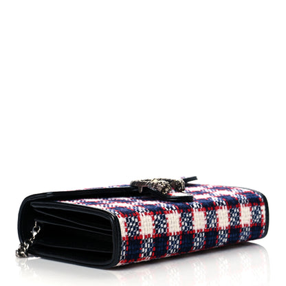 Gucci Vintage Tweed Check Mini Dionysus Chain Wallet White Hibiscus Red Marine 4 of 10