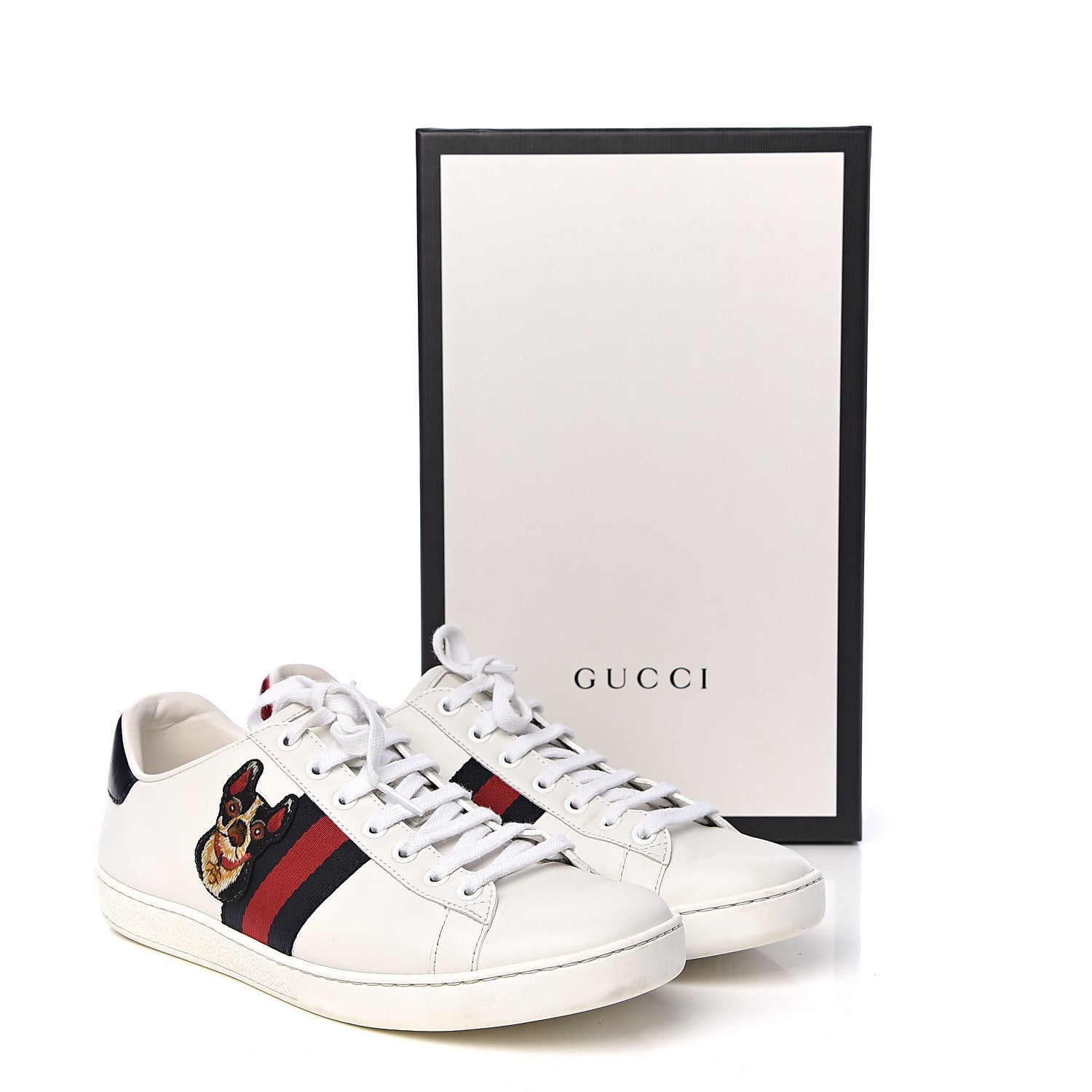 Gucci Calfskin Web Bosco Embroidered Ace Sneakers 38.5 White Green 18 of 18
