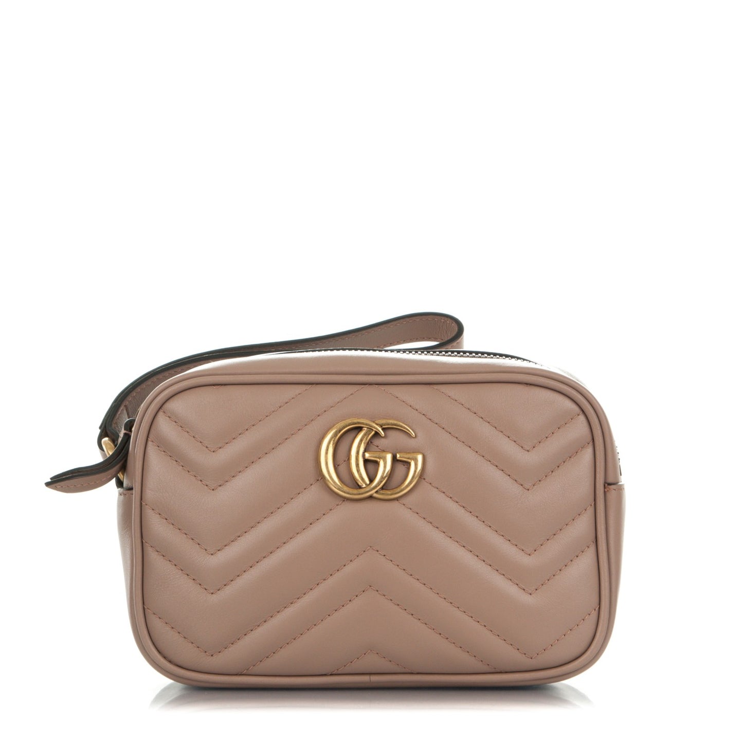 Calfskin Matelasse Mini GG Marmont Wrist Wallet Porcelain Rose