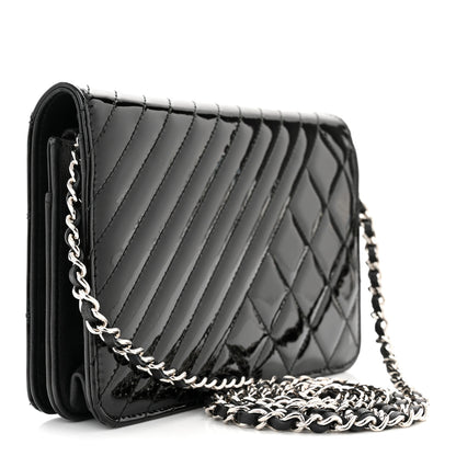 Chanel Patent Quilted Coco Boy Wallet On Chain WOC Black 3 of 12