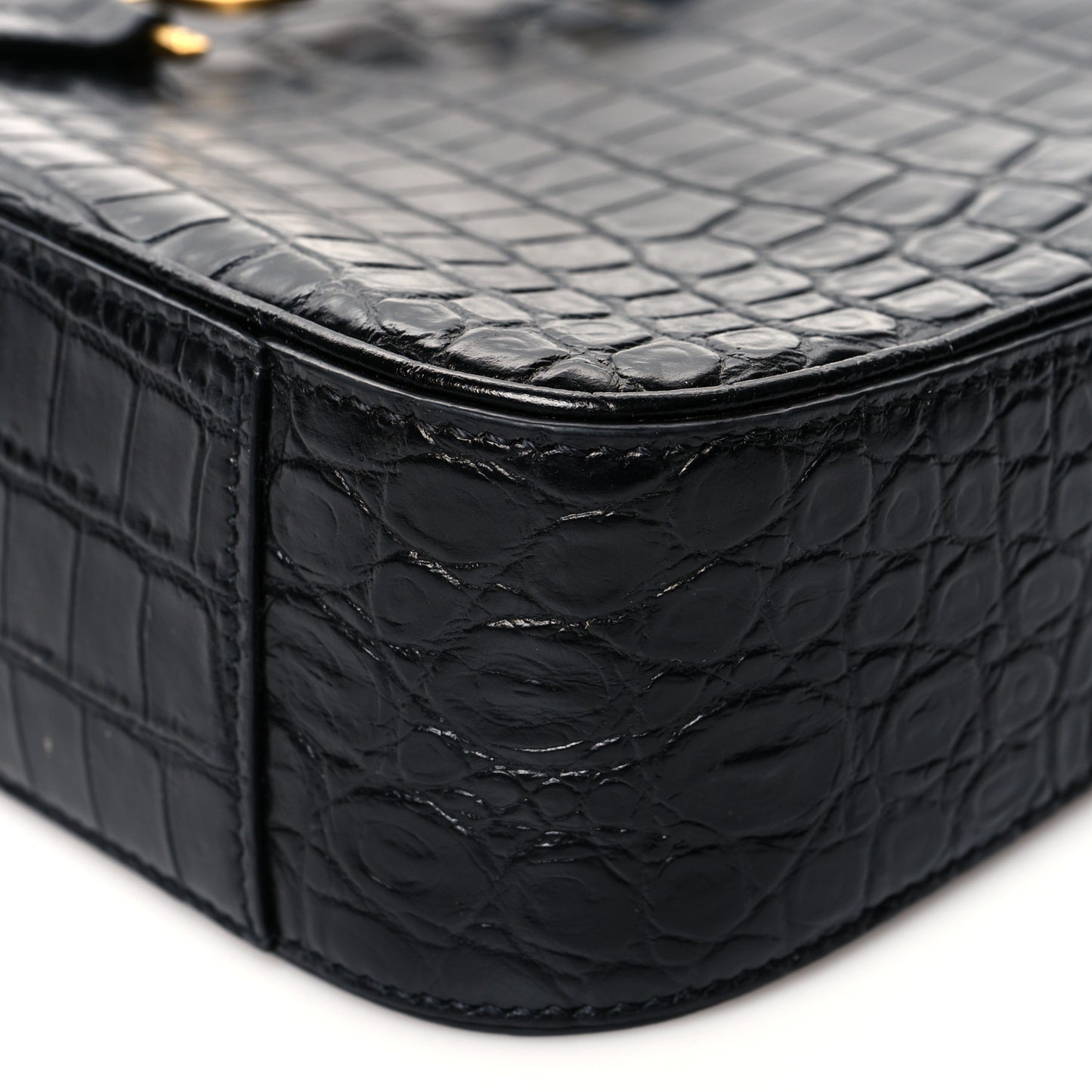 Calfskin Crocodile Embossed Le 5 A 7 Hobo Black
