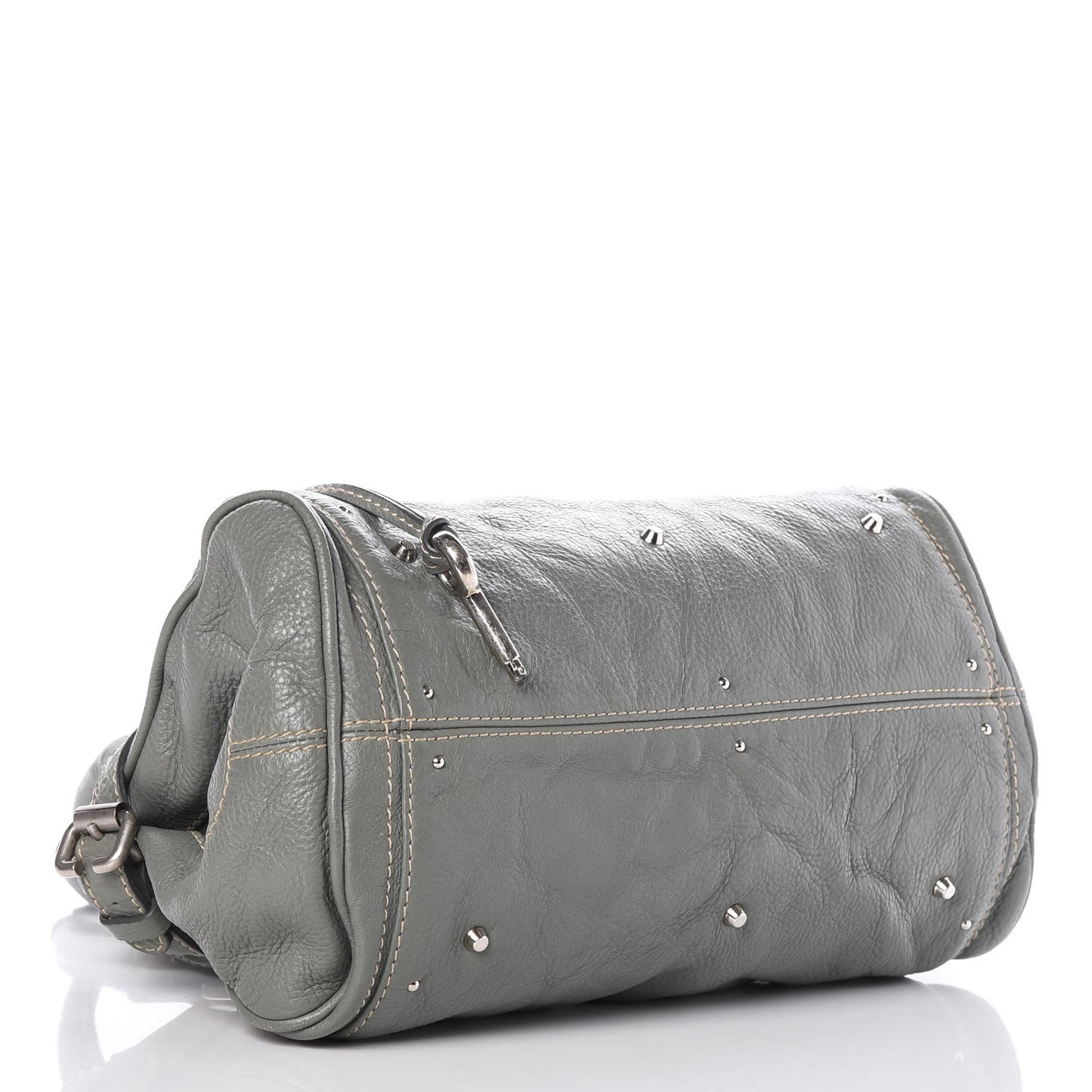 Calfskin Medium Paddington Satchel Gris Vert