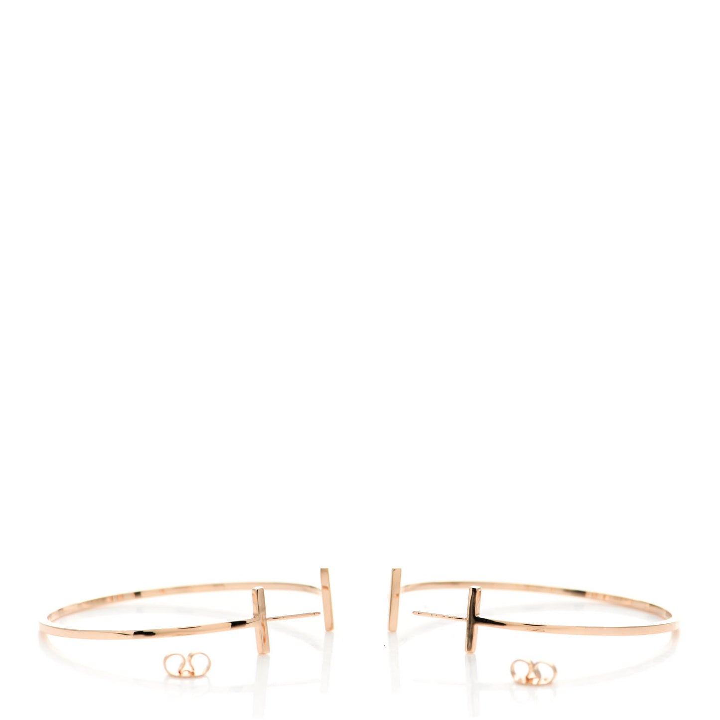 18K Rose Gold Extra Large T Wire Hoop Earrings