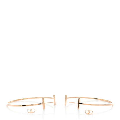 Tiffany 18K Rose Gold Extra Large T Wire Hoop Earrings 3 of 5