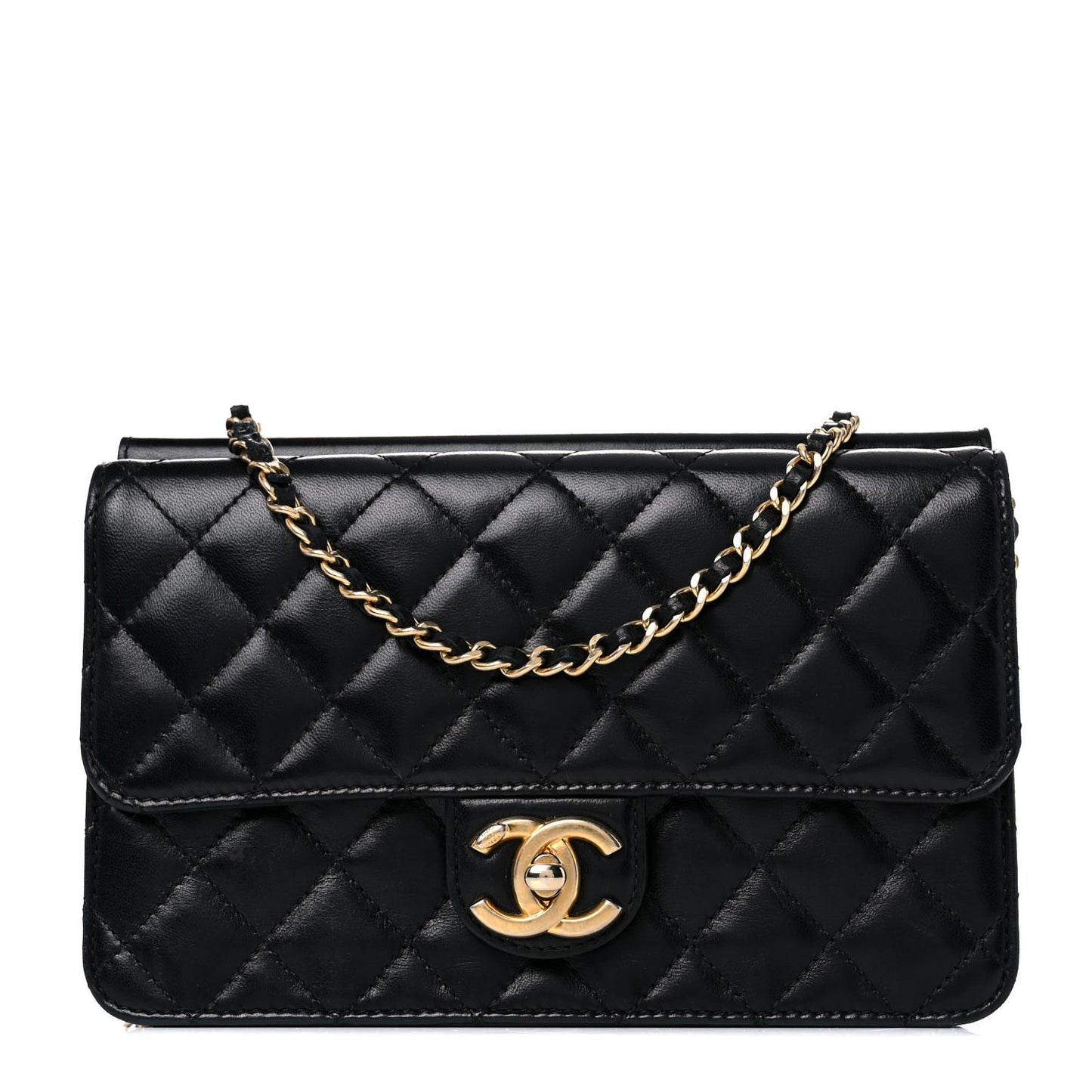 Lambskin Quilted Medium Crossing Times Flap Black